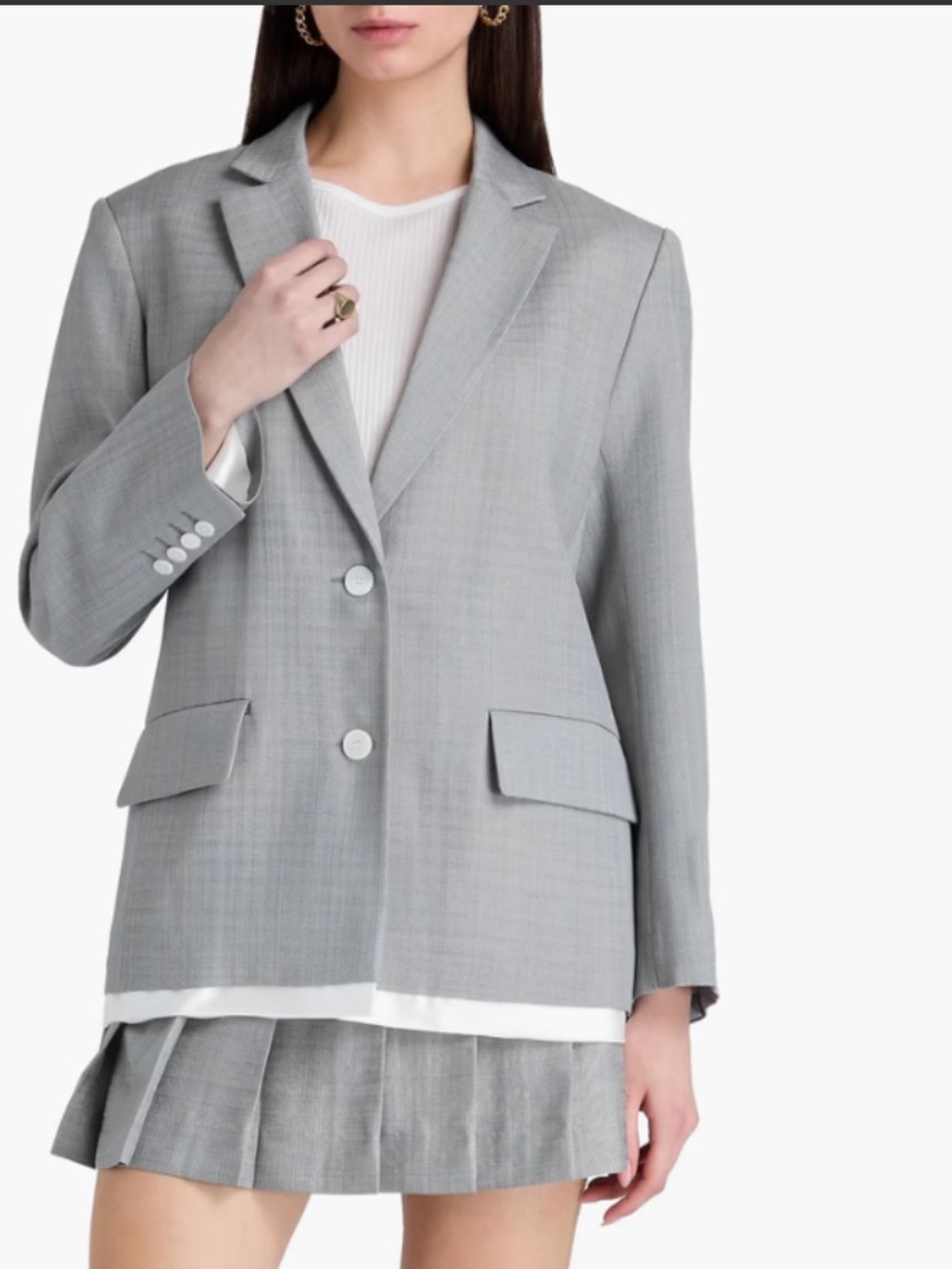 NEW SANDRO PARIS Blazer Women’s  SUIT BLAZER Gray Two-Button Blazer Size 40 US 8